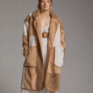 Anthropologie Pilcro Patchwork Colorblock Sherpa Coat
